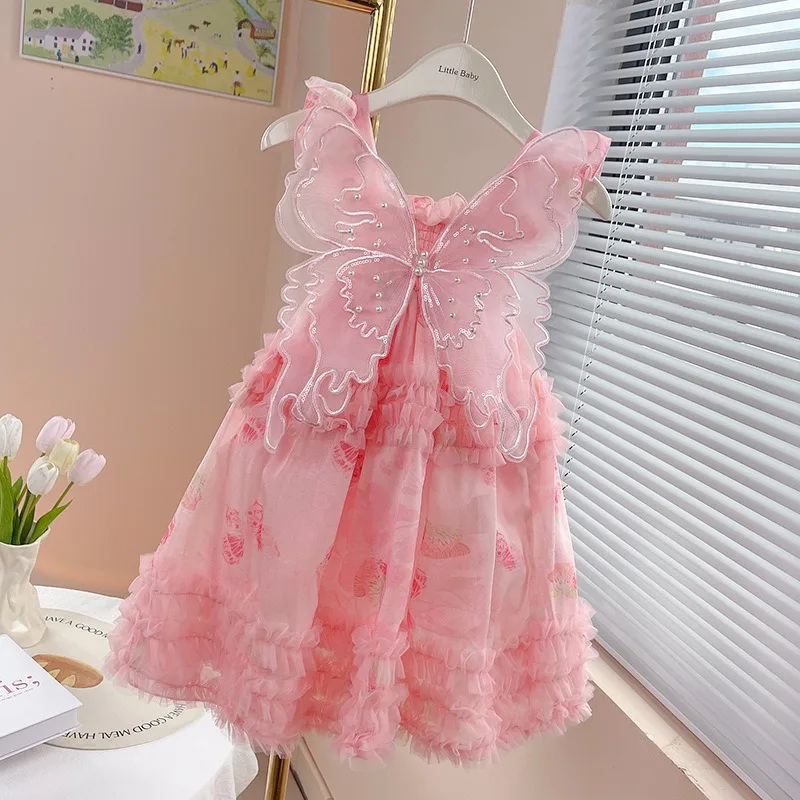 Children's Dress  Children's Summer Dress  Girls' Butterfly Elf Fairy Treasure Mesh Princess Dress