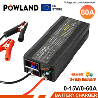 POWLAND 12V Battery Charge 60A Lifepo4 Charger 40A 30A Car Fast Charge Lithium Battery Charger 12.8V 20A High Power Adapter