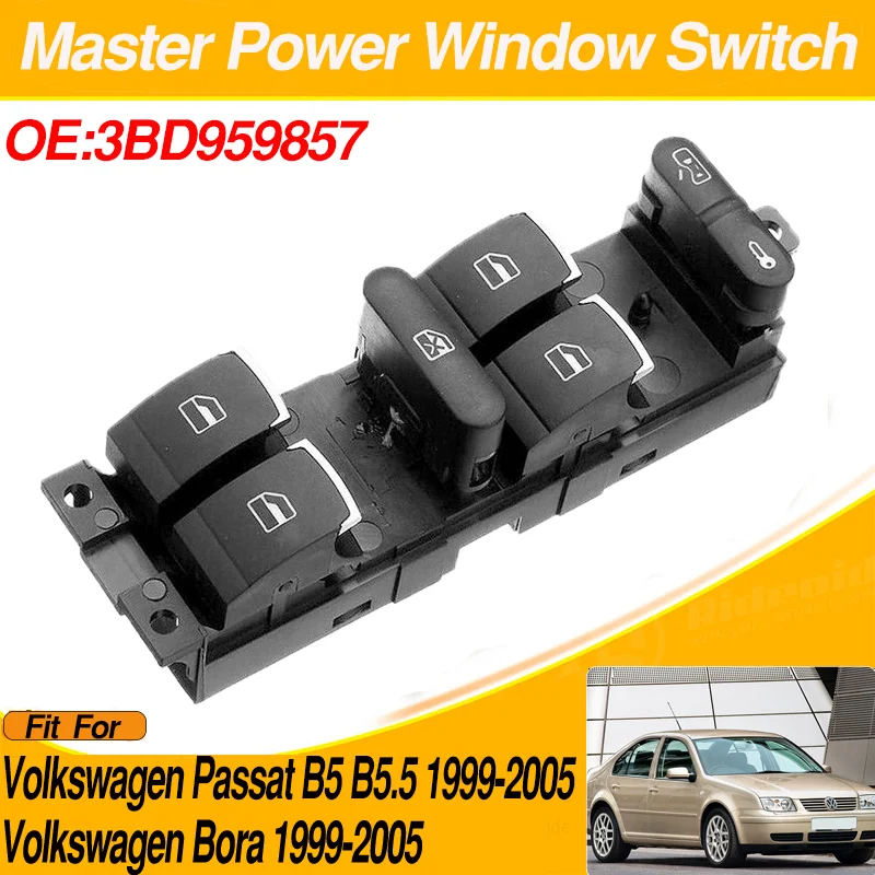 

3BD959857 9 Pins Electric Power Car Window Master Switch For Vw Volkswagen Passat B5 B5.5 Volkswagen Bora 1999-2005