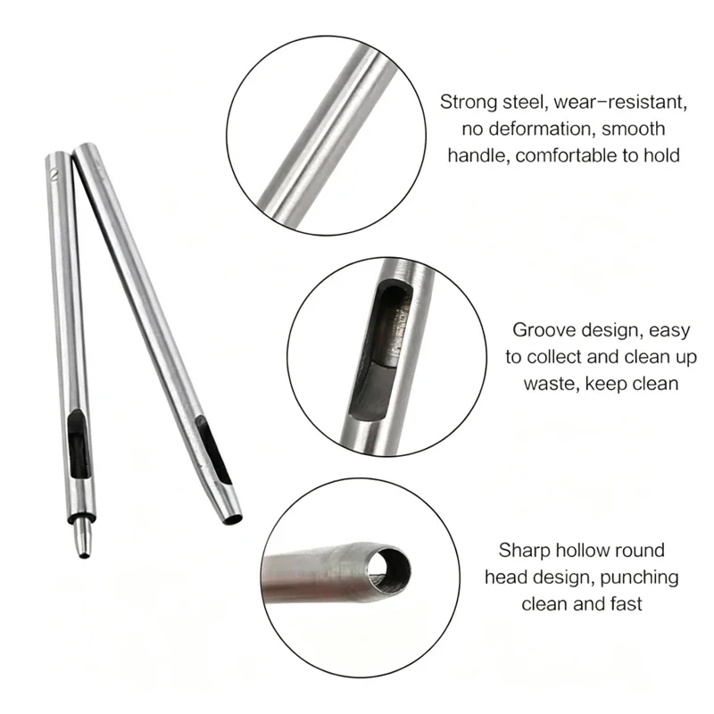 1/10Pcs Leather Hole Punching Tools DIY Handmade Belt Punch Tool Leathercraft Hollow Drilling Puncher Kit