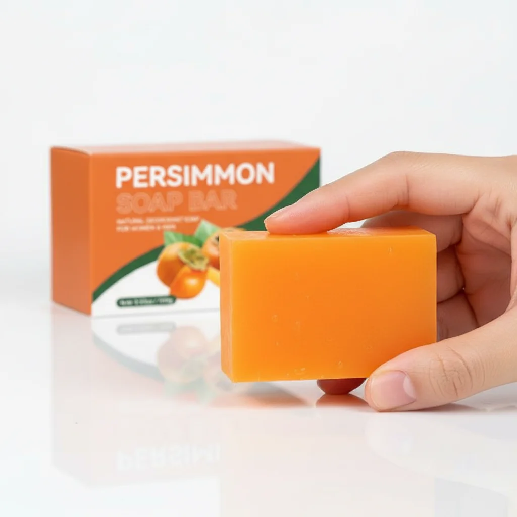Persimmon Soap Bar for Body Odor Removal, Handmade Persimmon Green Tea Soap for Face and Body Wash Gentle Deodorant Bath Soap