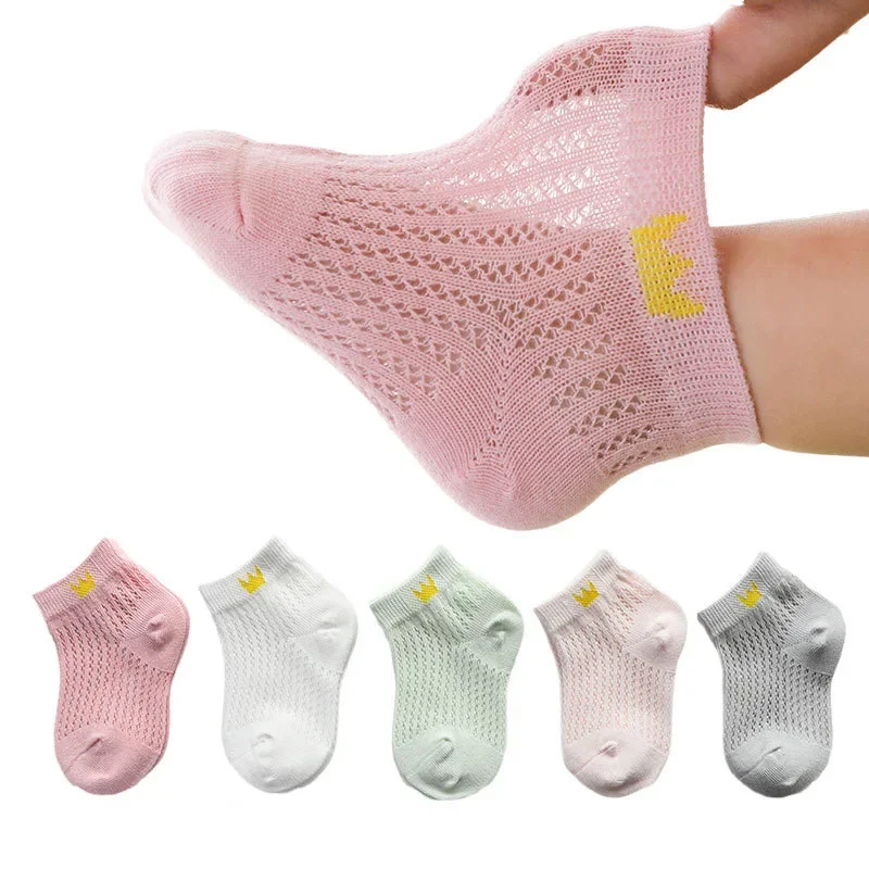 5 Paar Cartoon süße Kinder socken Frühling Sommer Baby weiche Baumwolle Mesh Socke Jungen Mädchen atmungsaktive dünne süße Socke Kinder socken