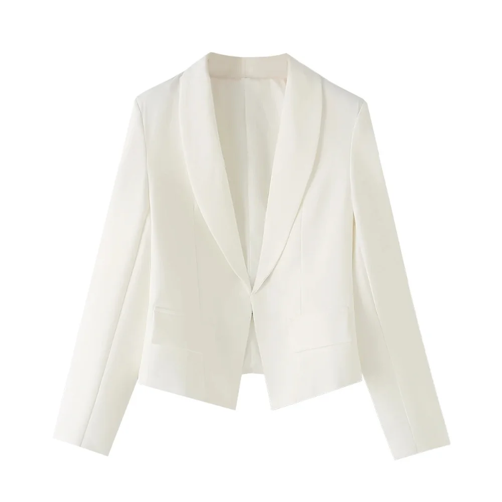 

KONDALA Women Fall Elegant White Blazer Hidden Hook Short Blazer 2025 New Spring Summer Fashion Casual Sexy Dinner Lady Blazer