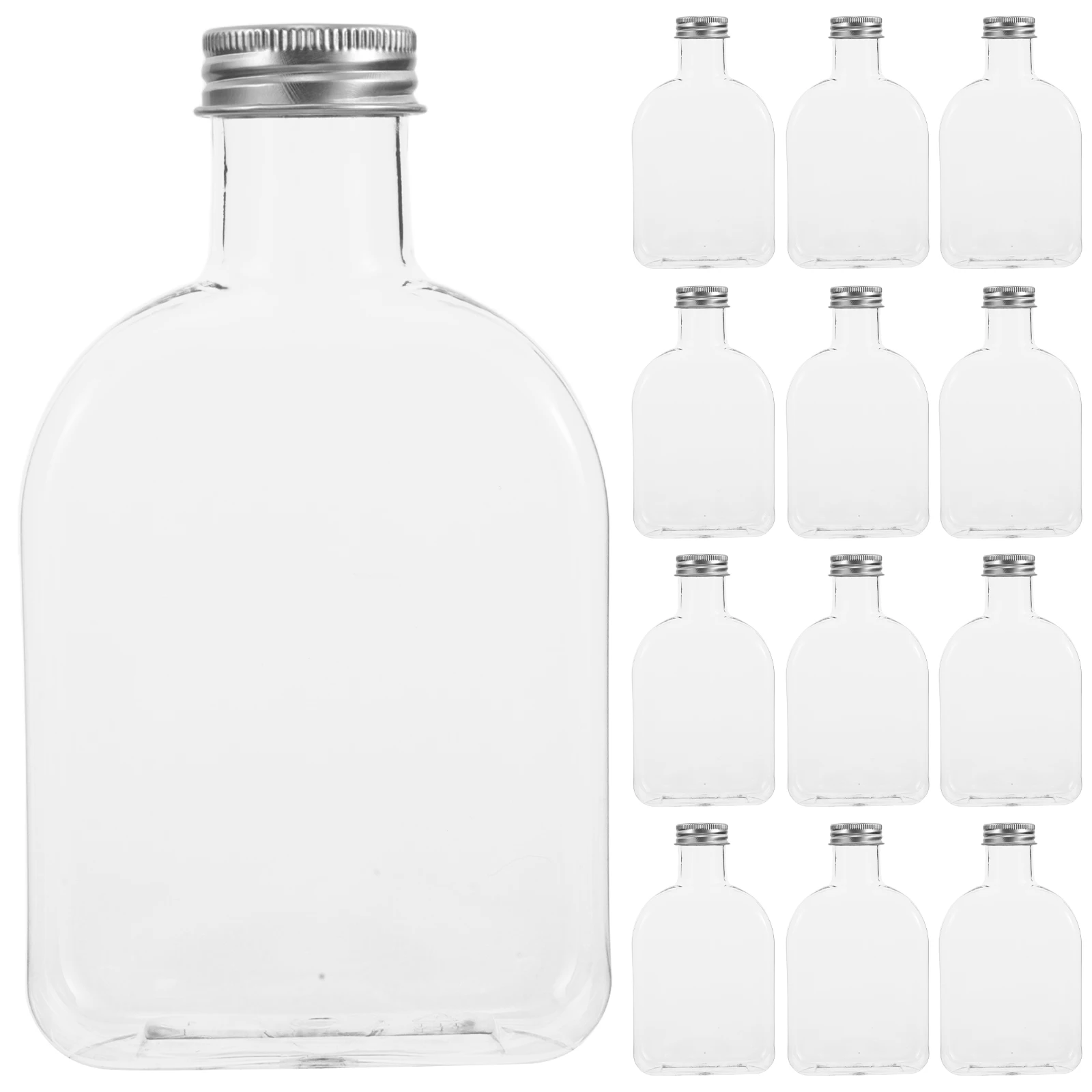 

15pcs Cold Drink Bottle Food Grade Plastic Juice Bottles Smoothie Flat Storage Transparent Beverage Containers For Travel Party