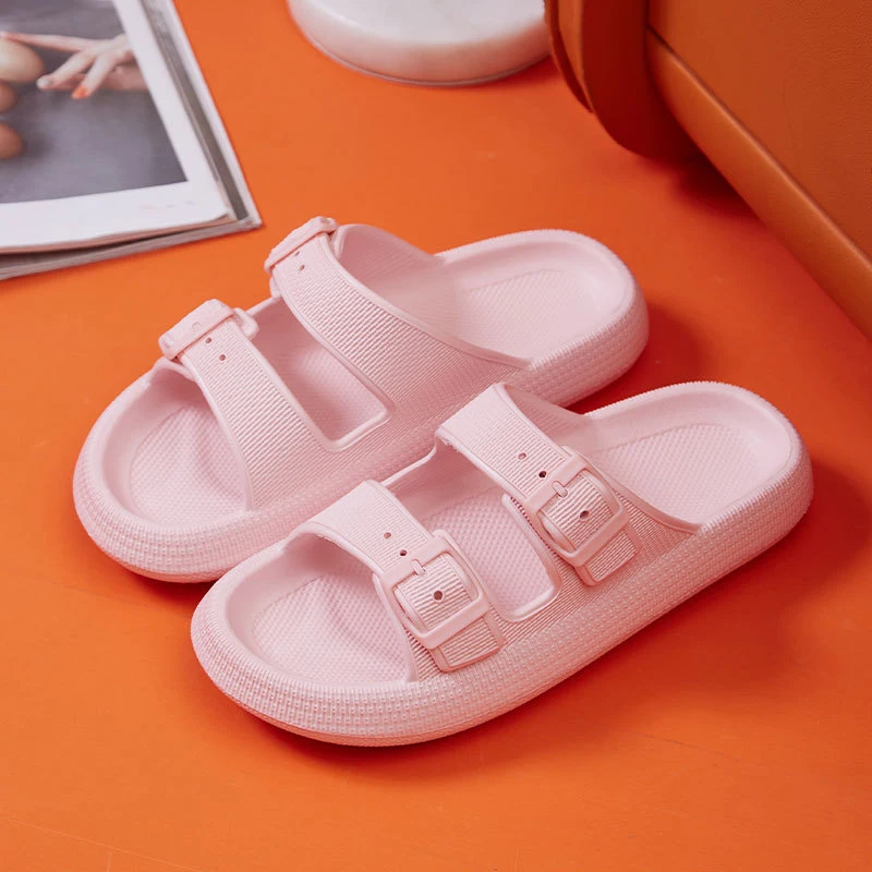 Mode Schnalle Dicke Plattform Hausschuhe Frauen Hause Weiche Sohle eva Wolke Rutschen Sandalen Frau 2025, Sommer Nicht Slip Strand Flip-Flops