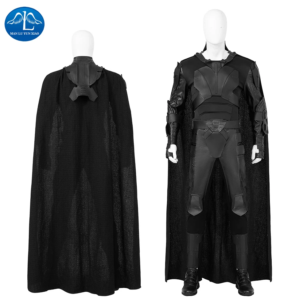 Feyd Rautha Cosplay Costume Black Armor Top Pants with Cloak Halloween Party Set