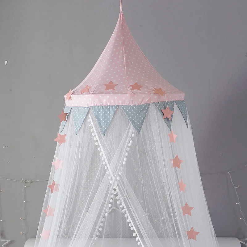 Baby Room Mosquito Net Kid Bed Curtain Canopy Round Crib Netting Bed Tent Baldachin Decoration Girls Bedroom Accessories