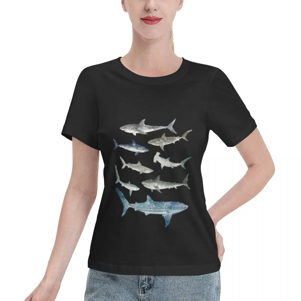 Oversized Option Sharks Boxy Women's T-shirt Trending Fashion Fashion Ladies Shirt