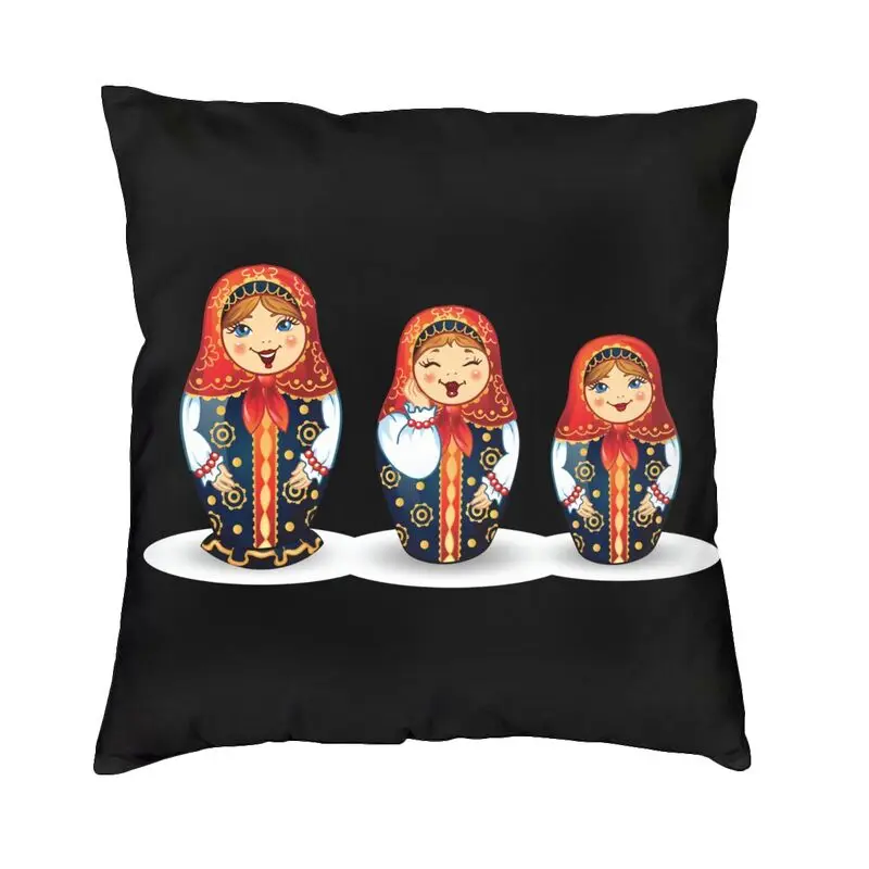 Russian Matryoshka Doll Cushion Cover 40x40cm Velvet Throw Pillow Case for Sofa Car Square Pillowcase Decoration Dakimakura