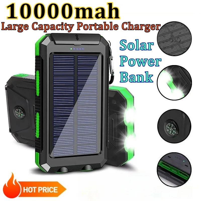 

20000mAh Solar Power Bank Large Capacity Portable Charger Fast Charging External Battery For IPhone For Samsun For Huawei
