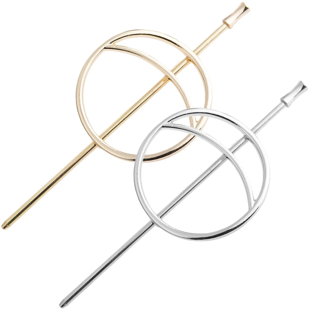 

2 Pcs Crease Hollow Alloy Hairpin Accessories for Girls High Quality Gold Clips Miss Stick