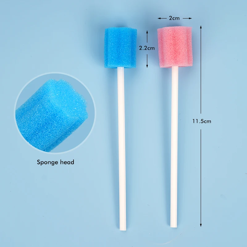 50pcs Disposable Oral Care Spong Swabs Unflavored Sterile Dental Swabsticks Pad Oral Sponge Sticks Individually Packaged