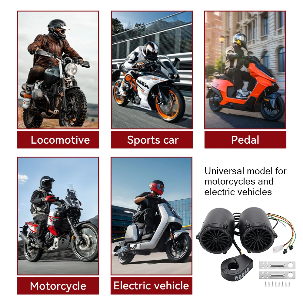 15W 12V Bluetooth Motorcycle Audio System with Multimedia Stereo Amplifier Waterproof Speakers FM Radio MP3 USB TF with Light