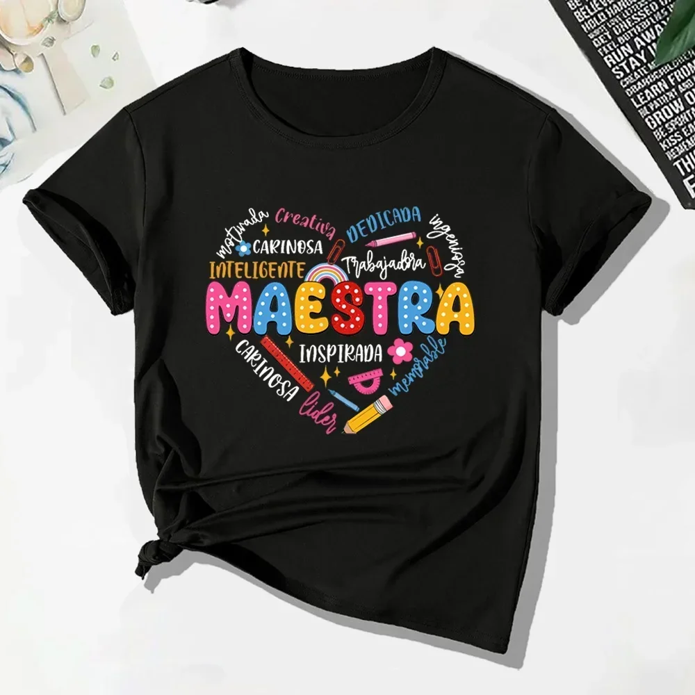 Maestra Teacher Back To School Spanish Teacher's Women's T-shirt Teacher Appreciation Women Back To School Maestra T-Shirt Tops