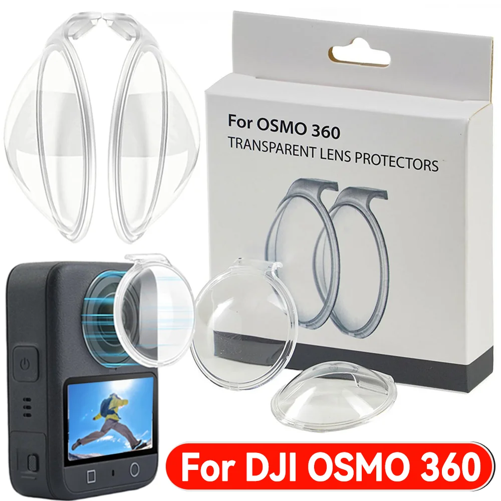 Transparente PC-Objektivschutzabdeckung für DJI OSMO 360, kratzfeste Schutzhülle, wasserdichter Objektivschutz, Sportkamera-Zubehör