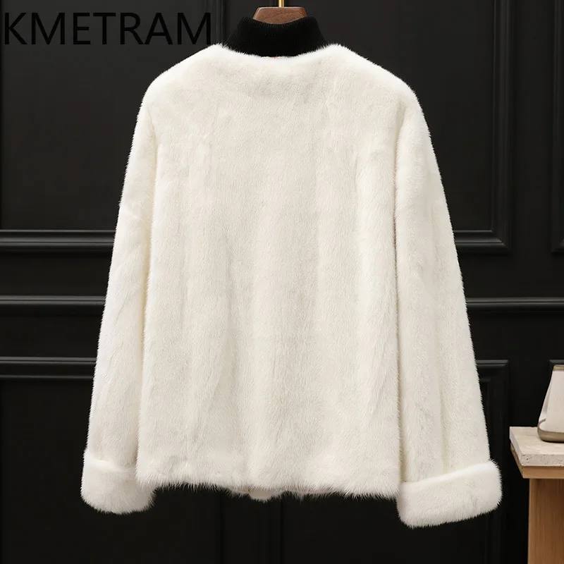 100% 밍크 퍼 재킷 여성 고급 화이트 숏 리얼 퍼 코트 고품질 겨울옷 여성용 퍼 재킷 2025 푸루르