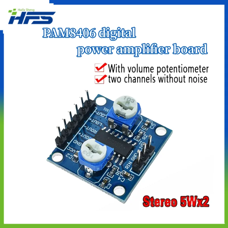 

PAM840S Digital Amplifier Board with Volume Potentiometer 5Wx2 Stereo M70