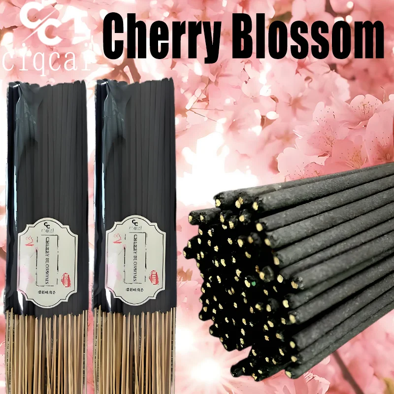 Premium Thick Handmade Incense Sticks, 22Cm/8.66Inch Black Cherry Blossom Incense Sticks, Made from Pure Cherry Blossom Fragrance Powder, with a Pure Natural Scent and Long-Lasting Aroma, Suitable for Yoga, Meditation, and Odor Purification - Can Be Used in the Home, Tea Room, or Outdoors - Ideal Gift for Christmas, Birthdays, Ramadan, Mother's Day, and Father's Day
