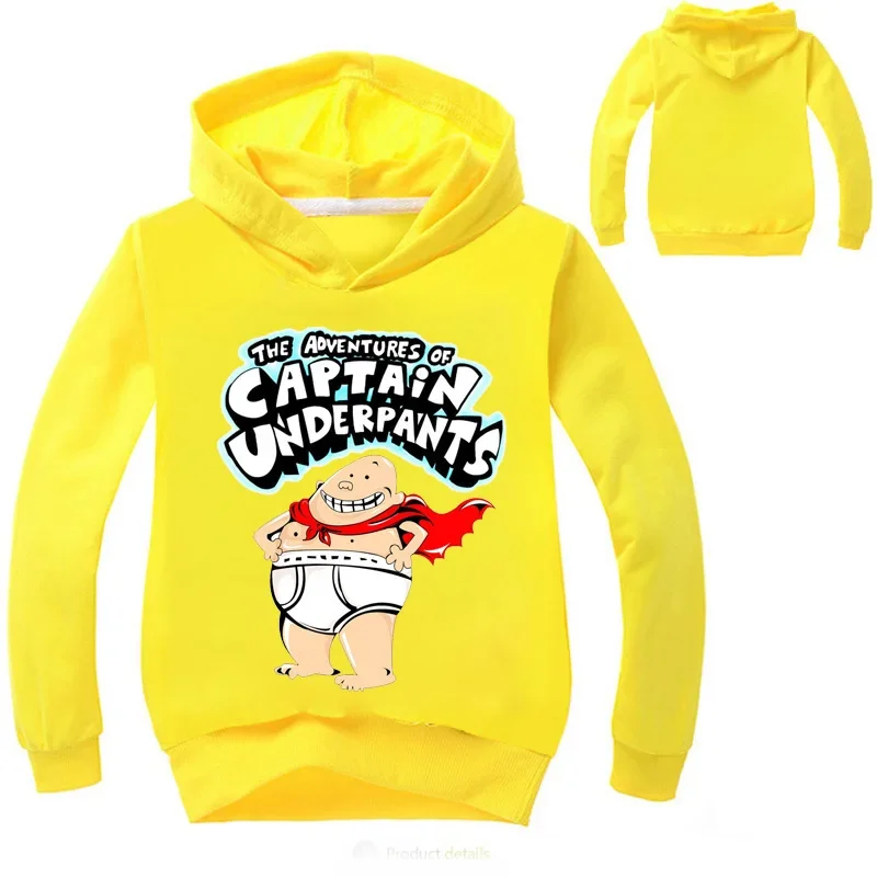 2-16Years Captain Underpants Hoodie Kids Sweatshirt Baby Boy Clothes Children Hooded Sweater for Toddler Girls Long Sleeve Coats