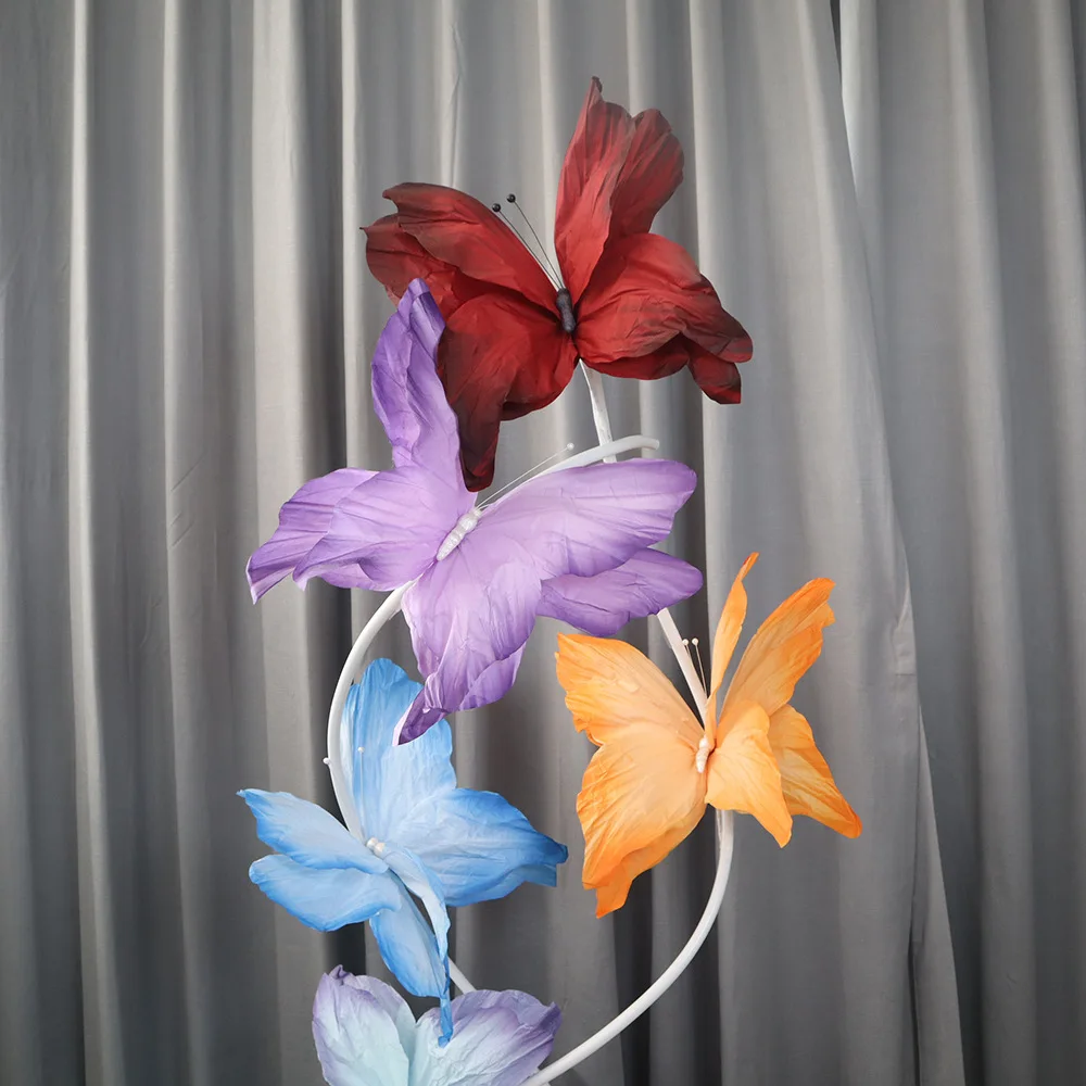 

NEW 3D Simulated Flowers Large-scale 30/50CM Giant Paper Butterfly Wrinkles Paper Window Display Photography Props Garden