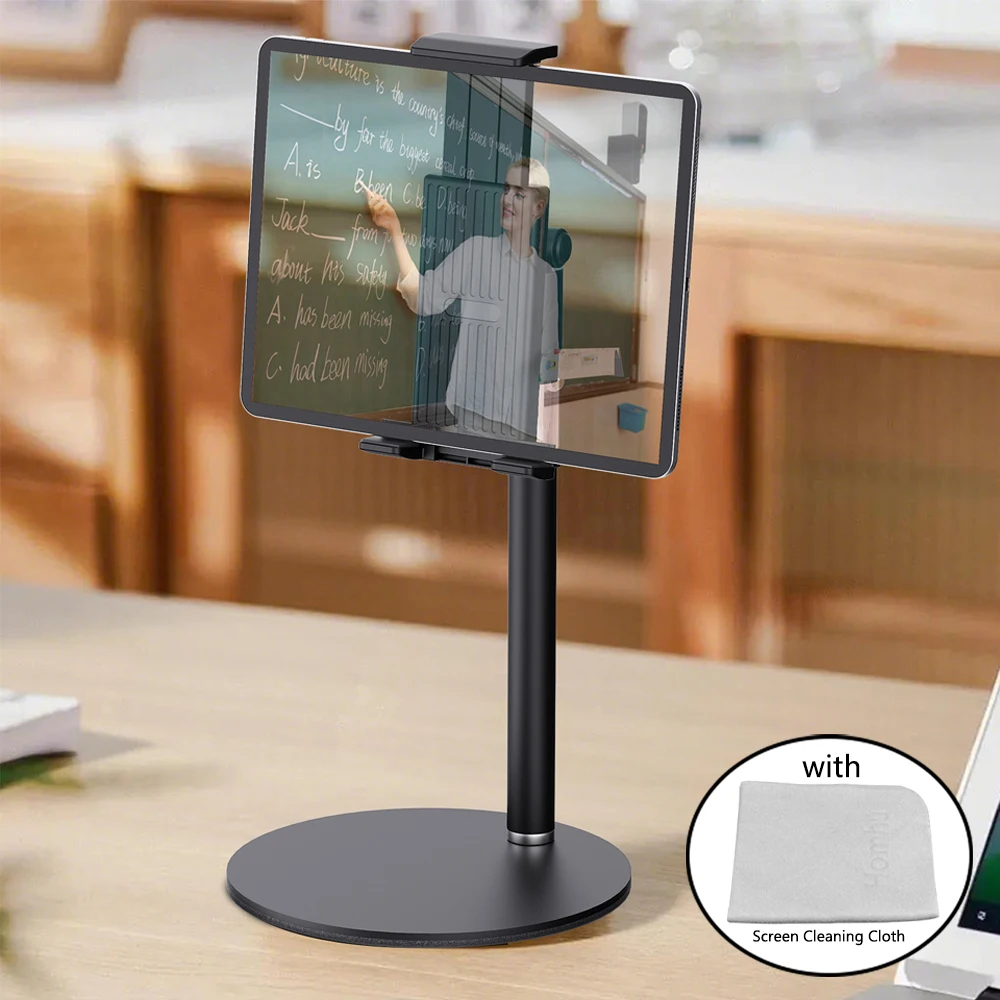 Desk Tablet Stand Holder for IPad Pro Portable Monitor Adjustable Height Heavy Base Bracket Screen Kindle Display Cleaning Cloth