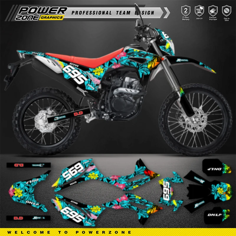 Powerzone Motorcycle Graphic Decal Stickers Kits For Honda CRF150L 2018 2019 2020 2021 CRF150 150L Customized Number 002