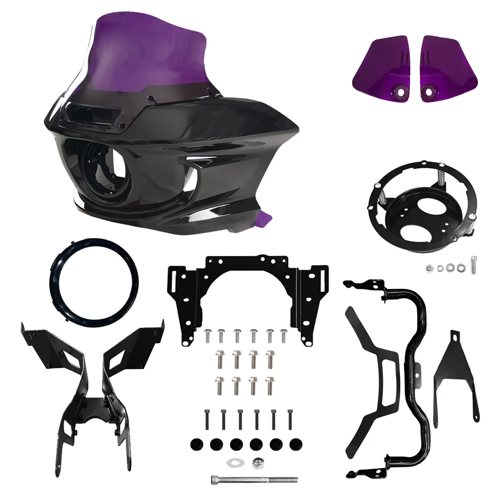 

Motorcycle Parts Headlight Fairing 6.5" 8.5" Windshield Bracket for Harley Dyna Super Glide 2006-2014 Street Bob FXDB 2006-2017
