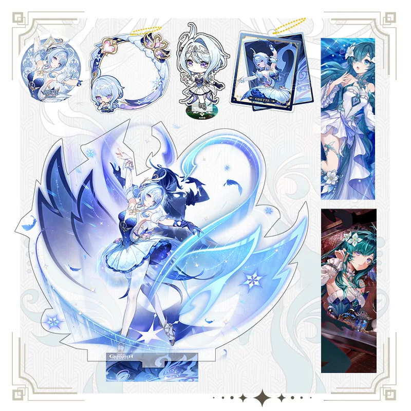 Yuan Shen Odette Spessiva Standing Sign Transparent Card Ticket Acrylic Pendant Game Impacting Backpack Keychain Badge Pin