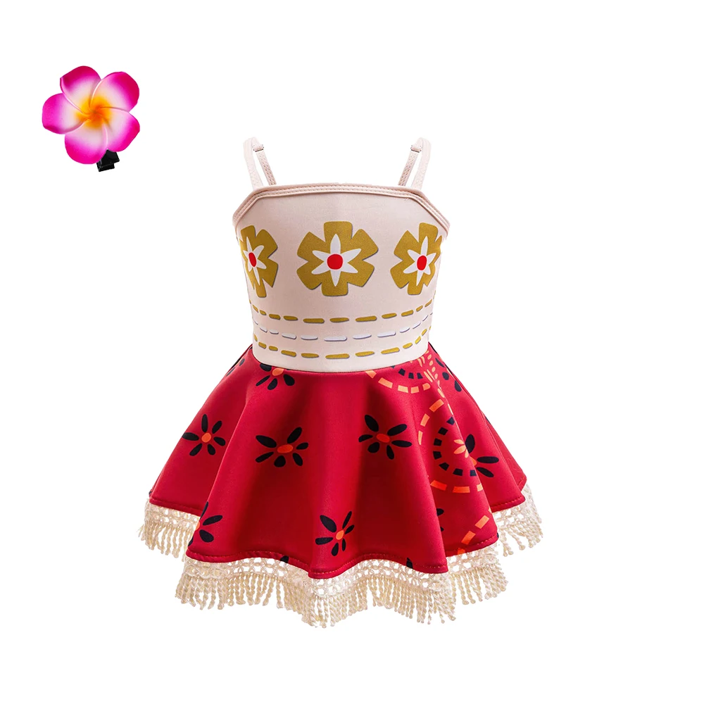 女の子のための映画のキャラクターのモアナ2コスチューム,プリンセスドレス,ボヘミアン,ヴィンテージ,タッセル,誕生日パーティー,夏