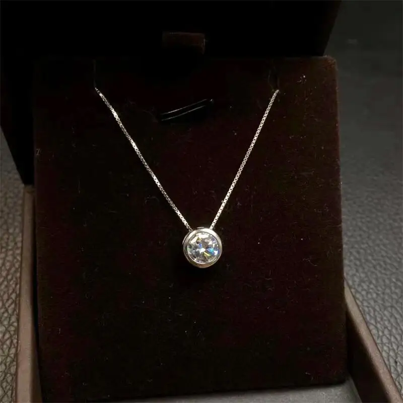 S925 Natural Moissanite Pendant  Energy Gemstone Fine Jewelry Necklace for Women Party Gift 1PCS