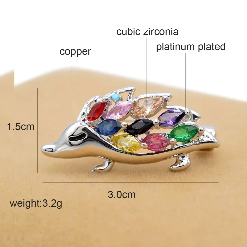 CINDY XIANG New Arrival Zirconia Hedgehog Collar Pin For Women And Men Unisex Fashion Copper Brooch Animal Design Kids Gift