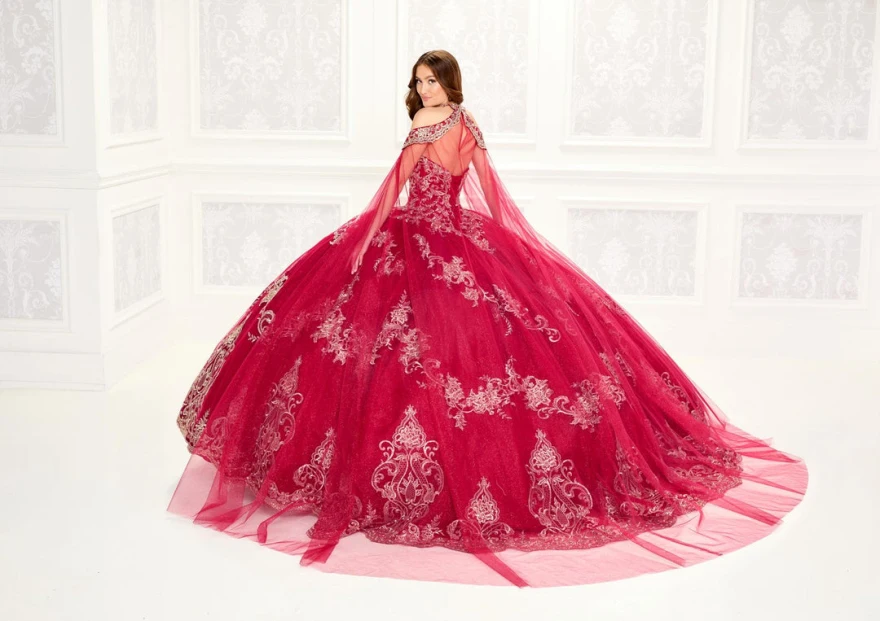 Maßgeschneiderte luxuriöse rote Quinceanera-Kleider, Ballkleid, geschwollener Tüll, Spitze, Perlen, Kristall, süße 16-Kleider, Prinzessinnen-Partykleider YQD32