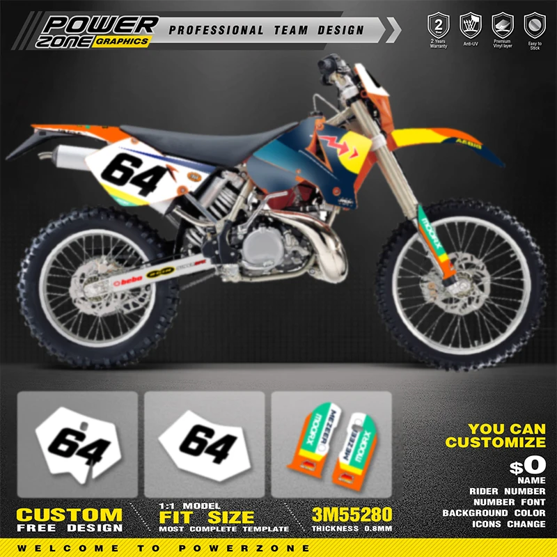 

PowerZone Custom Team Graphics Decals For 3M Stickers Kit For KTM 2003 EXC SXF Motorcycle Stickers 01