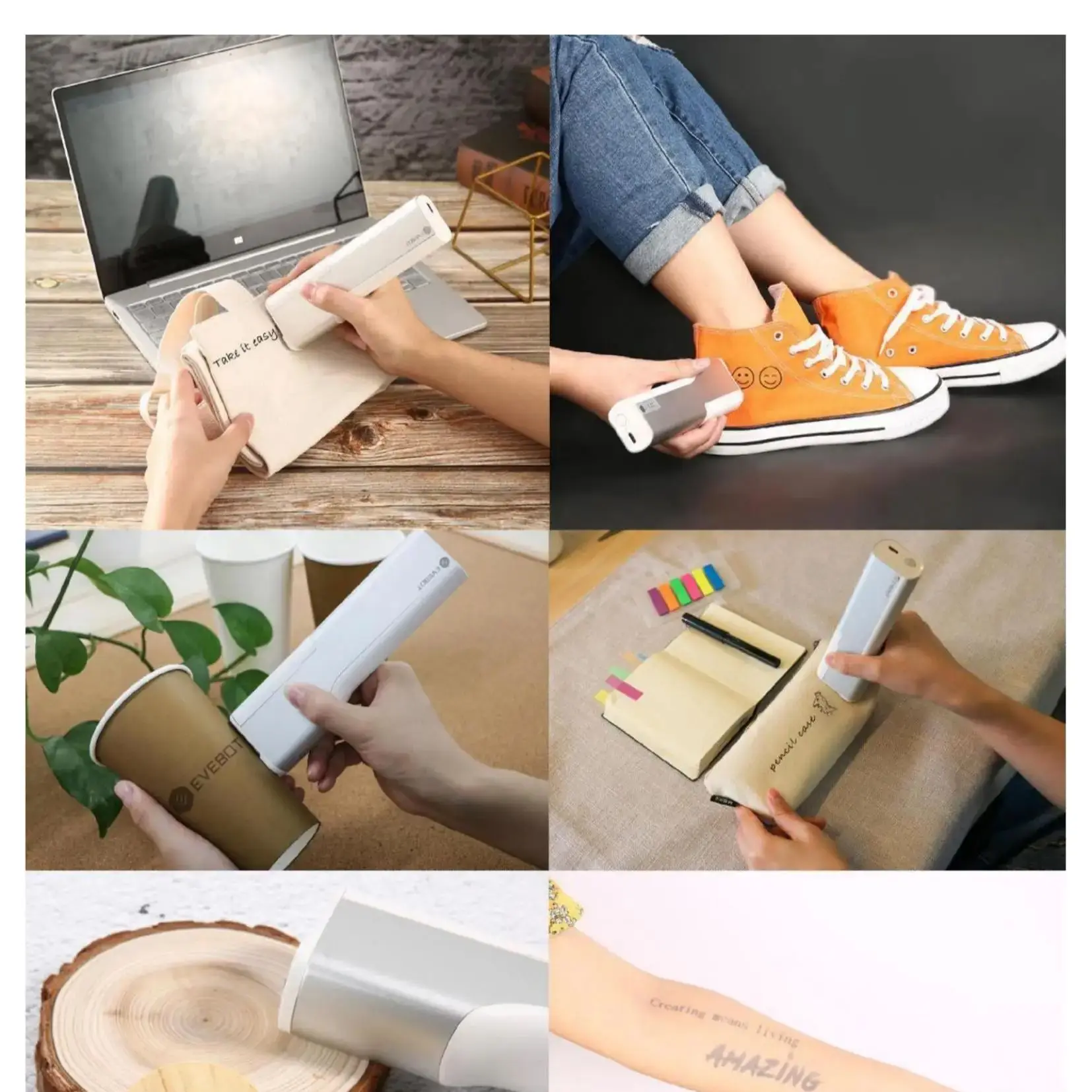 EVEBOT-impresora de alimentos con tinta comestible portátil, carcasa de Metal, cartuchos fáciles de quitar, rango de impresión de 26x100MM,