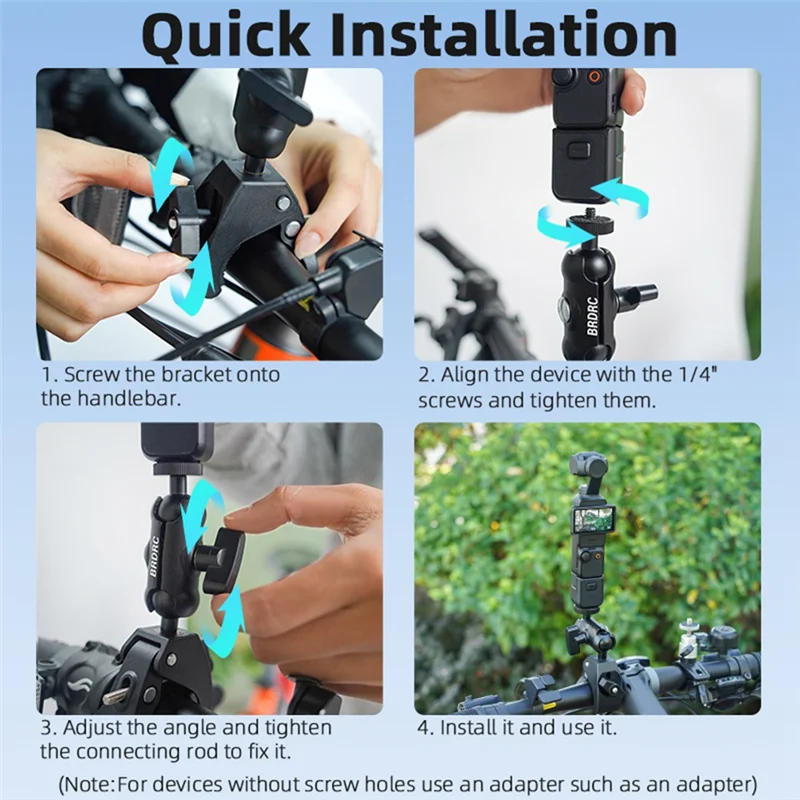 

BRDRC Metal Bracket Bicycle Mountain Bike Holder Action Sports Camera Clip Adapter For Osmo Pocket 3