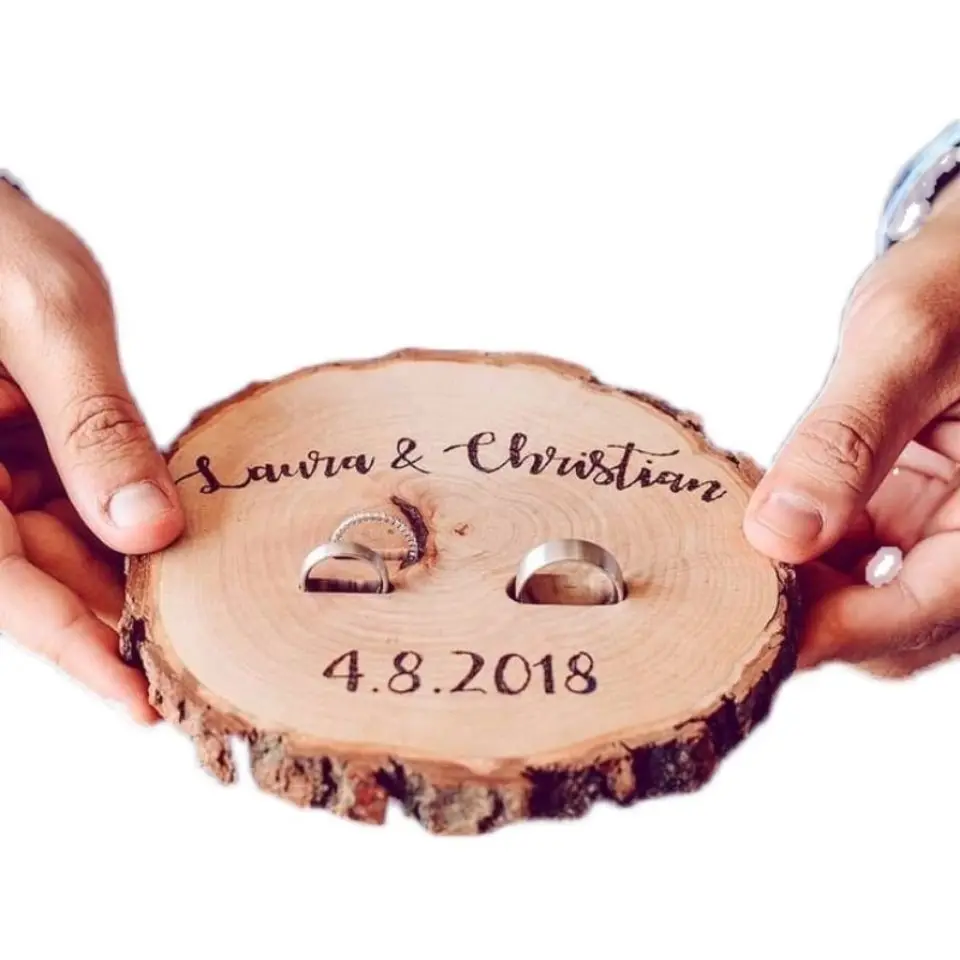 Rustic Personalized Ring Box Gift for Engagement Wedding Ceremony Ring Holder Customize Names & Date Creative Ring Case Storage