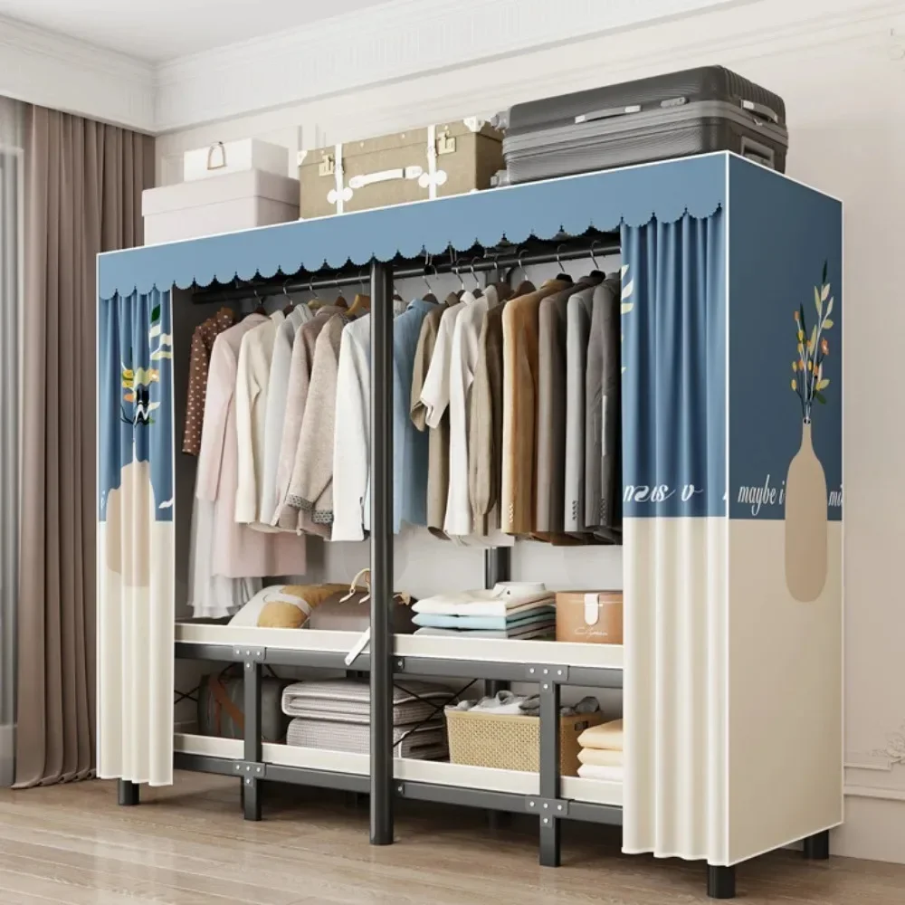 Foldable Closet Wardrobe High-capacity Bedroom Clothing Organizer Storage Cabinet Dustproof Wardrobe Integrated Foldable Shelf