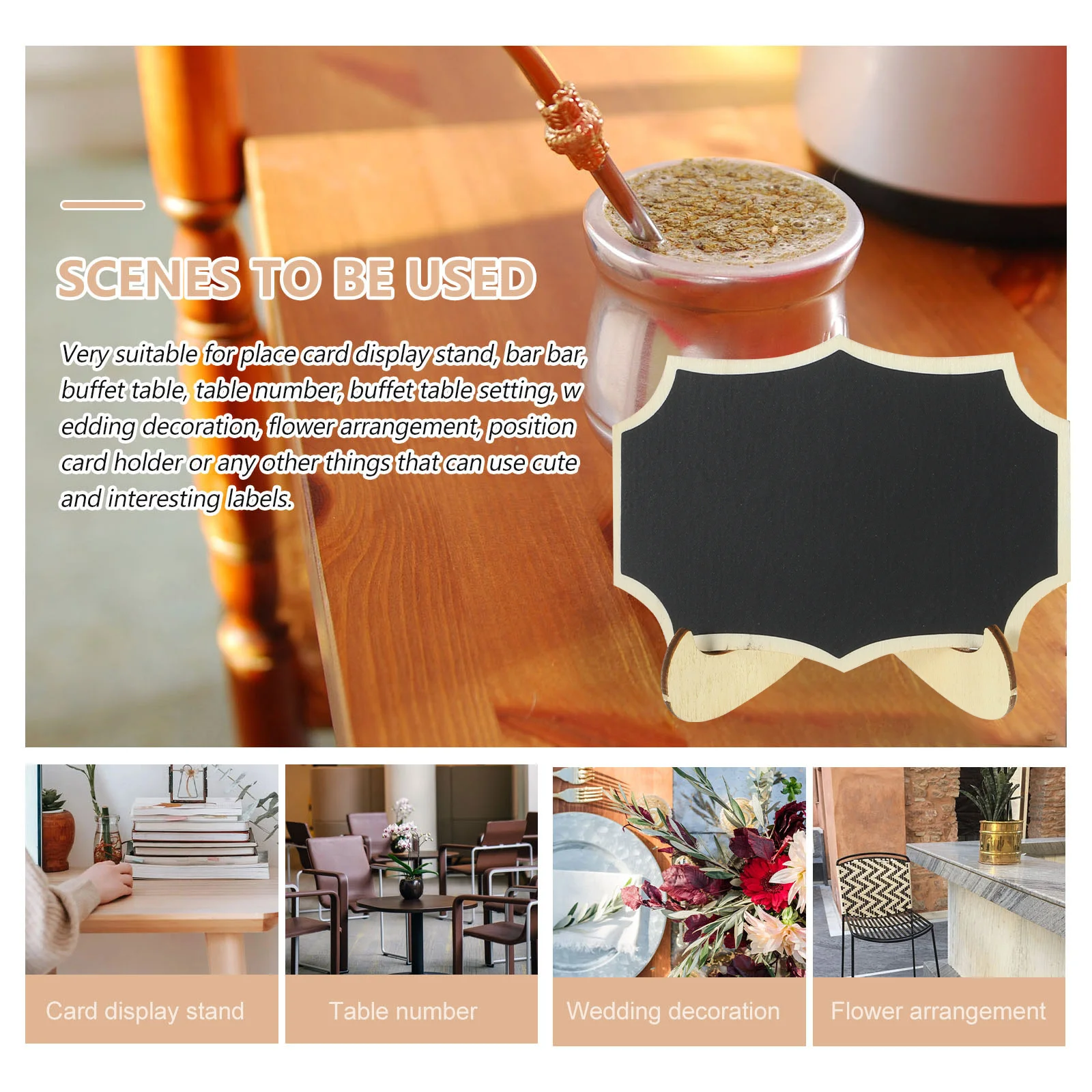 8Pcs Mini Chalk Board Message Board for Restaurant Cafe Bakery Menu Writing Desktop Decoration Reusable Small Blackboard with