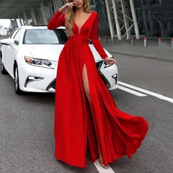 Fashion Women Mermaid Evening Dress Prom Sexy V-Neck Sleeveless Sequins Cross Vestidos Formal Party Prom Gown Long Dress Robe