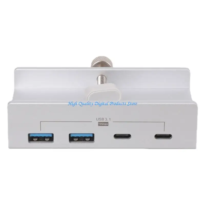 U2JE Aluminum USB 3.1 Hub Clamp 4 Port USB Splitter USB Data Cable Desktop USB Hub with Power Adapter 10Gbps Data Transfer