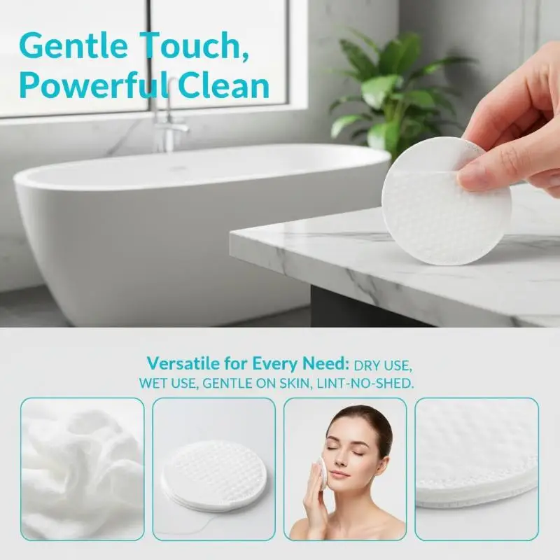 120Pcs Disposable Makeup Remover Cotton Pad Round Pocket Face Removing Tools Non-woven Fabric Cleaning Paper Wipe Cosmetic Pads