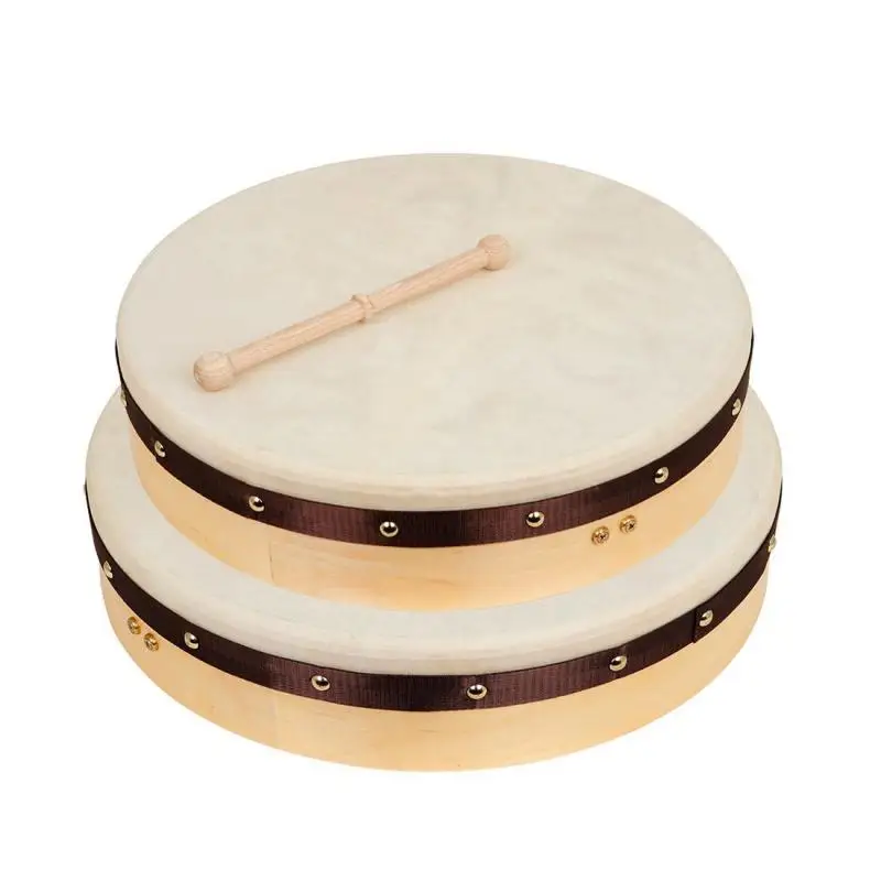 16/18 Inch Irish Sheep Skin Tambourin with Drumstick Dance Performance Clapping Drum Professional Percussion Instrument