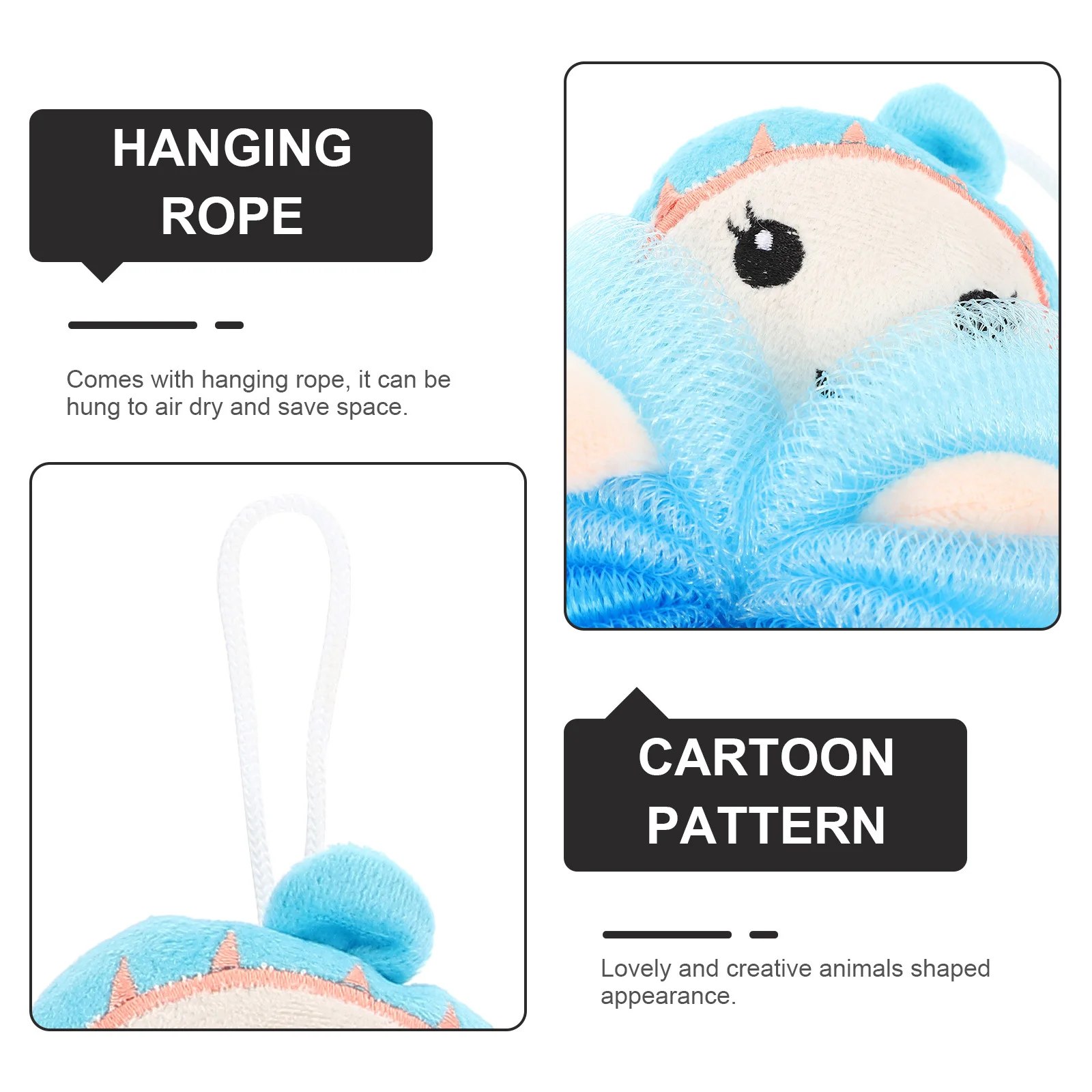 

3Pcs Kids Bath Balls Cartoon Animal Shower Body Wash Ball Soft Foaming Bath Loofah Scrubber Exfoliating Supplies