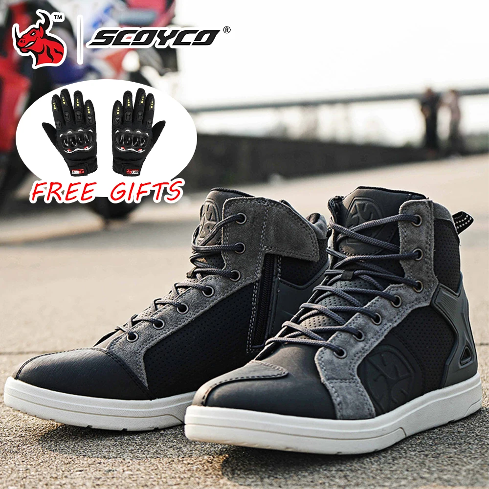 

SCOYCO Motorcycle Boots Waterproof Moto Motocross Boots Men Microfiber Leather Casual Shoes Breathable Motorbike Riding Shoes