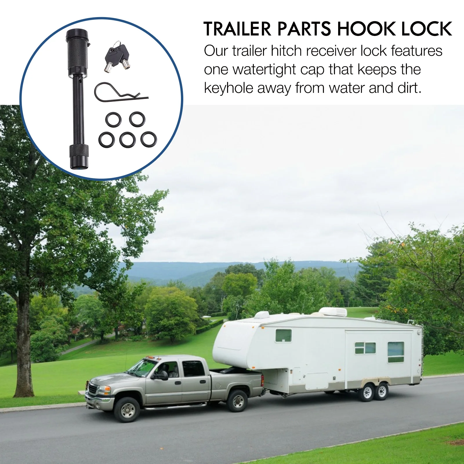 

1Pcs Trailer Lock Anti-Theft Hitch Pin Receiver Coupler Latch Waterproof Dustproof Car Trailer Hook Security Bumper Lock