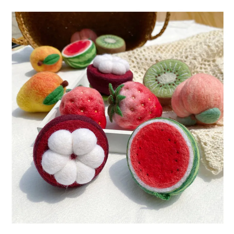 Fruit, lovers, lockets, key rings wool needlepoint kit wool felt needle felting pendant craft needlecraft DIY handmade