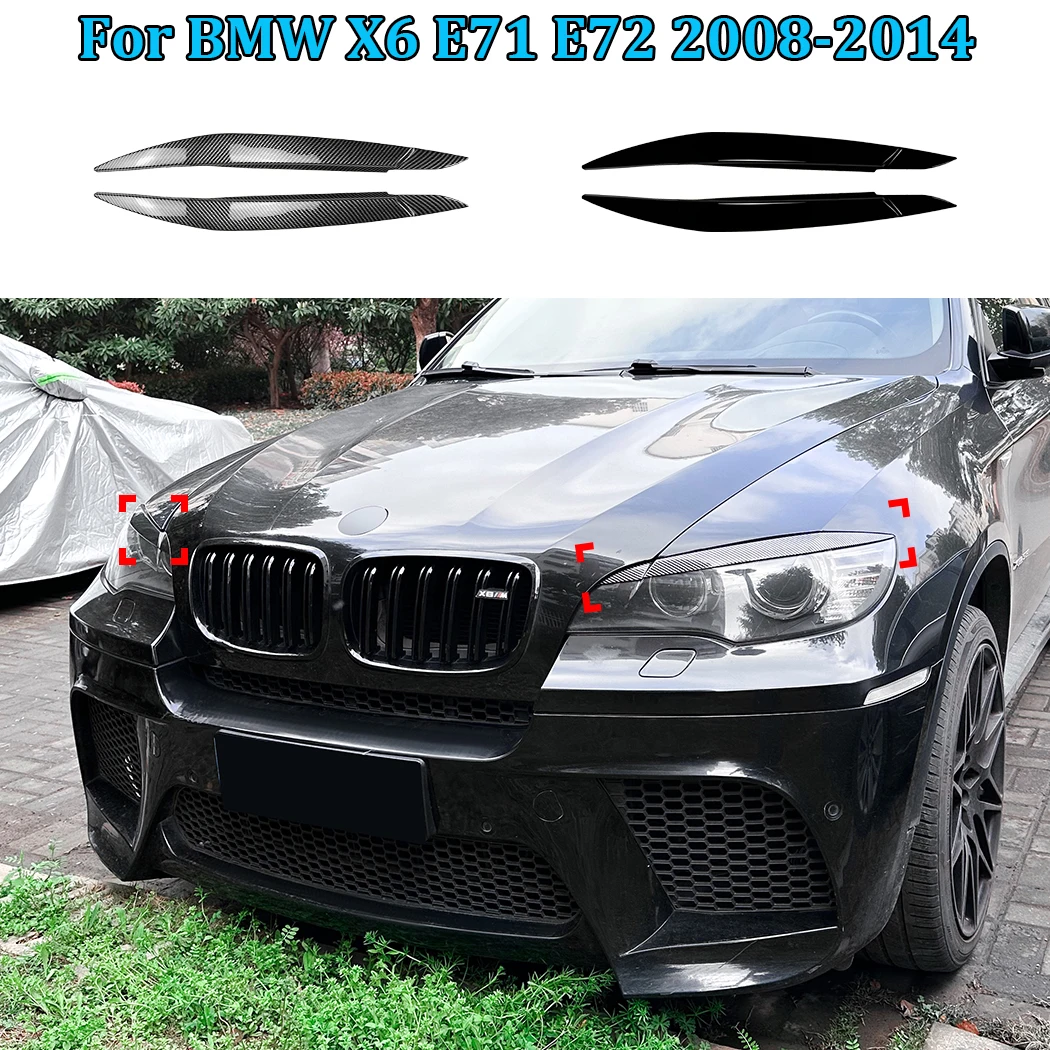 

Gloss Black Car Front Headlight Eyebrows Eyelid Lids Body Kits Sticker Trim For BMW X6 E71 E72 2008-2014 Tuning Auto Stickers