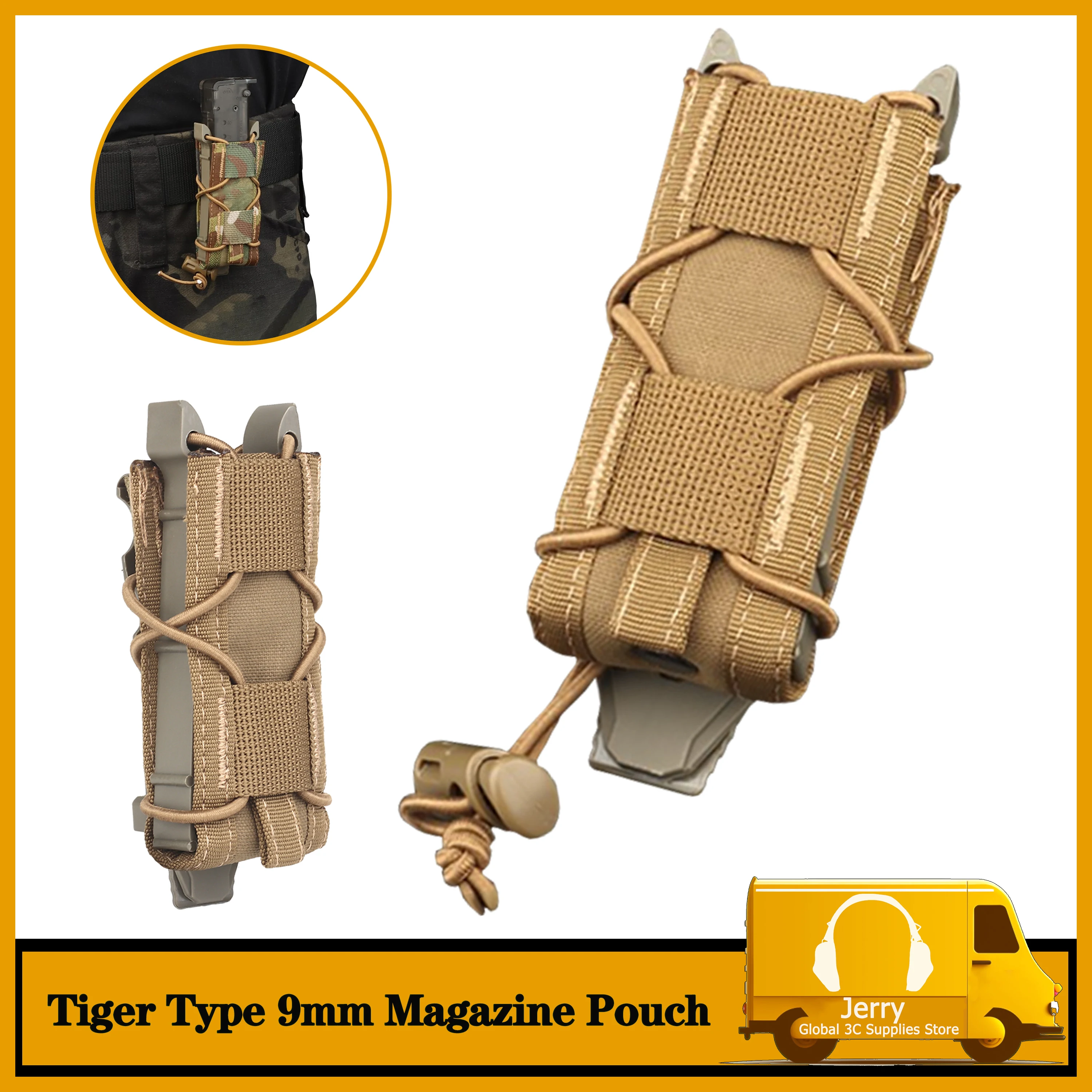 Elastic Drawstring Magazine Dump Shooting Belt Accessories，Store 9MM Magazines,Flashlights,Folding Knives &Tools Fast Mag Bag