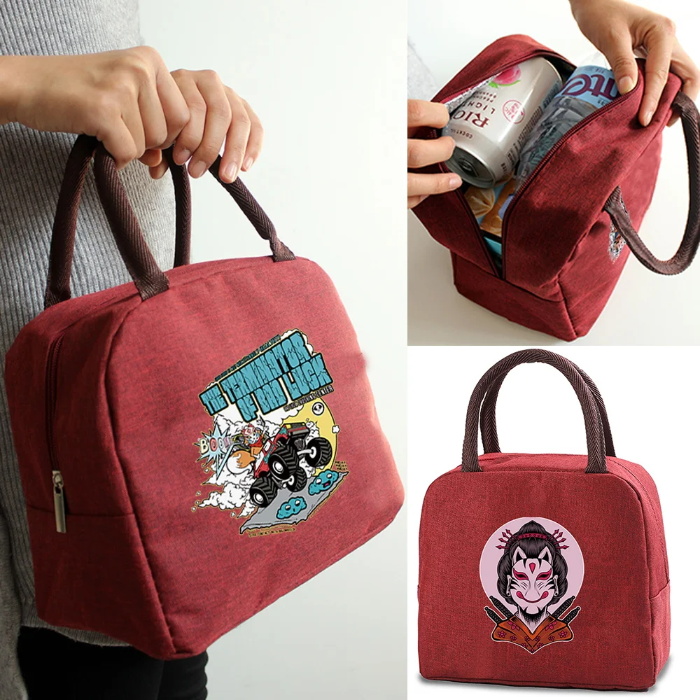 

Mask Printing Insulated Lunch Bag Cooler Dinner Bag Portable Lunch Box Ice Pack Tote Food Picnic Bags Lunch Bag for Work Handbag