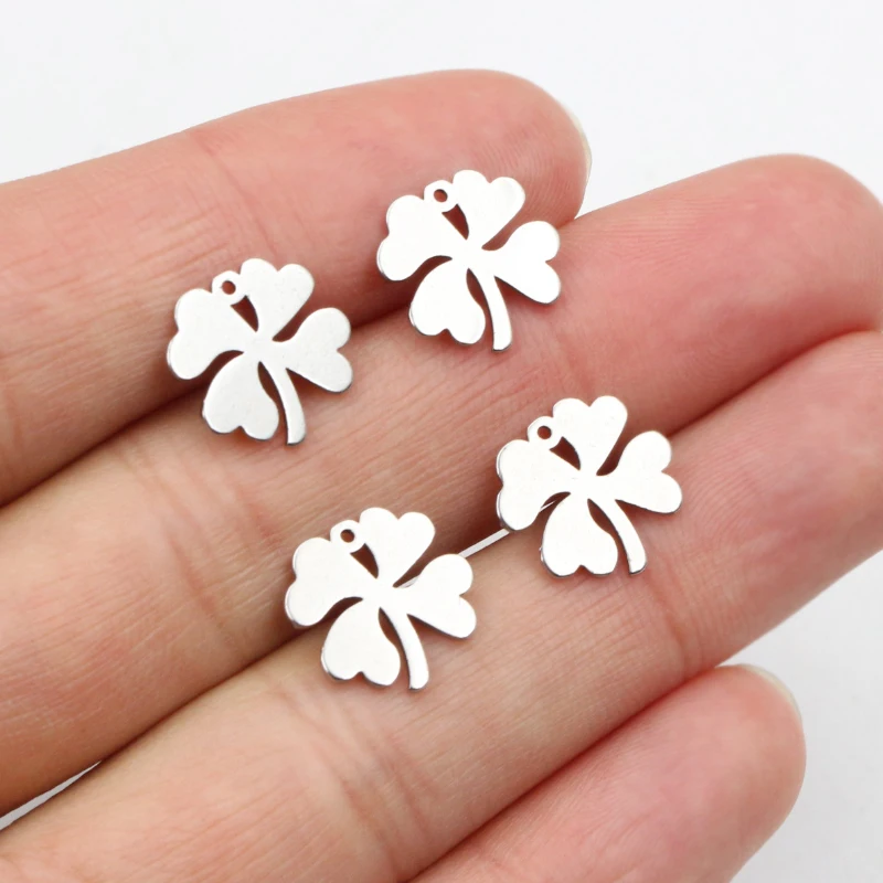 30 sztuk 12x12mm nie znikną Clover Charms 316 ze stali nierdzewnej urok Craft wisiorek biżuteria Making akcesoria DIY dla naszyjnik bransoletka — zdjęcie 3